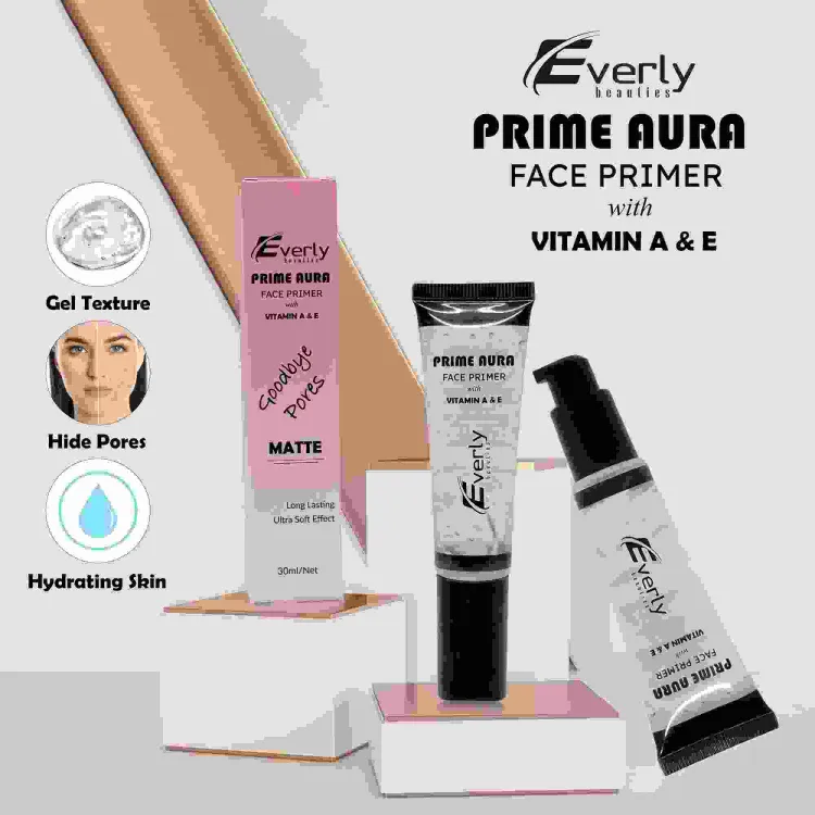 Everly Beauties Prime Aura Face Primer With Vitamin A & E Matte 30 Ml