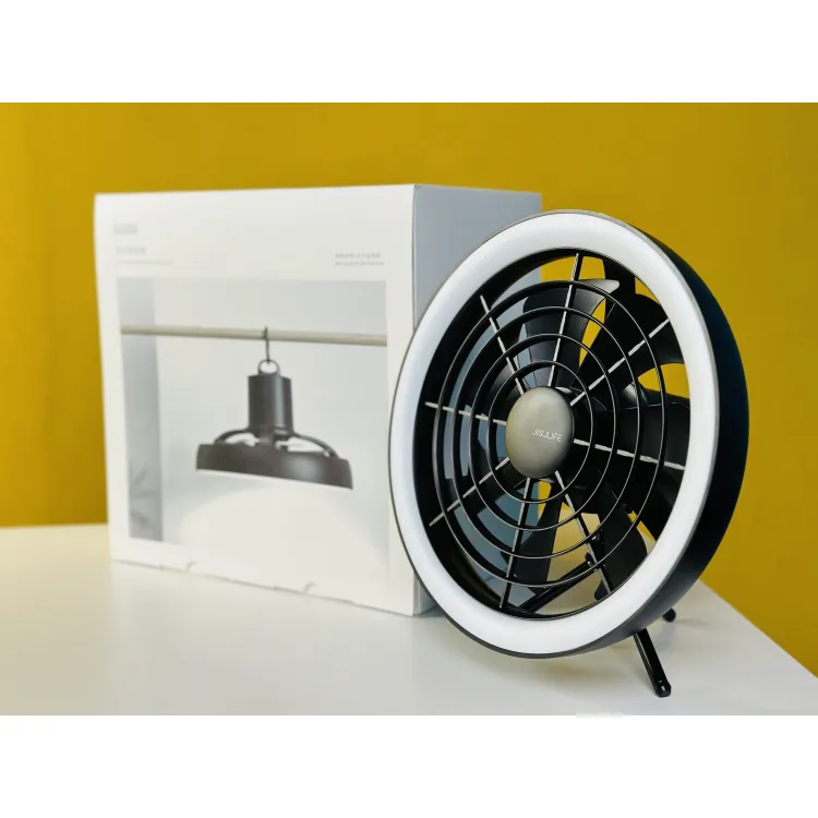 JISULIFE FA17 Rechargeable Fan with LED Light and Table Tripod