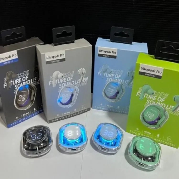 Ultrapods Pro True Wireless Earbuds with Display Transparent Design, Bluetooth .