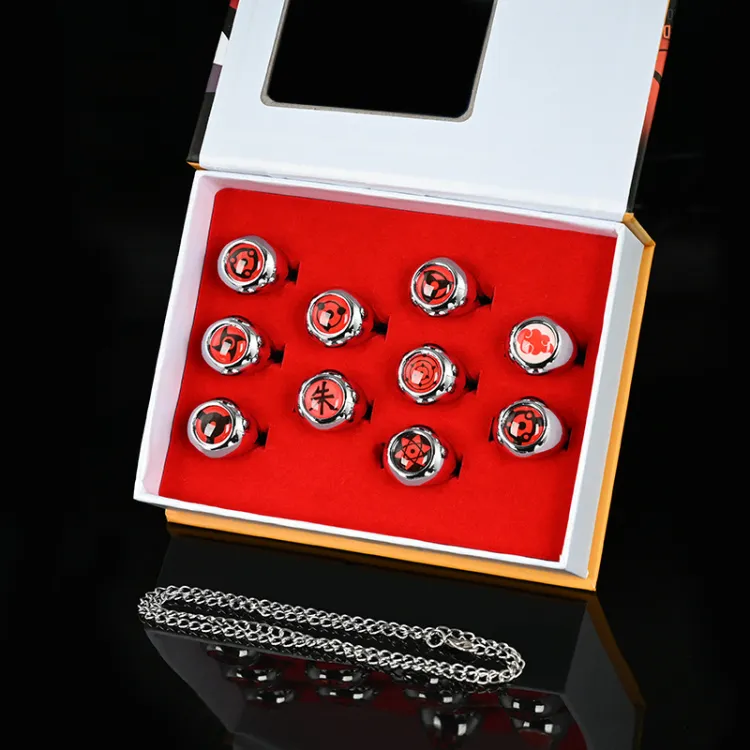 Sharingan 10 Pcs Ring Set Collection Box for Anime Fans