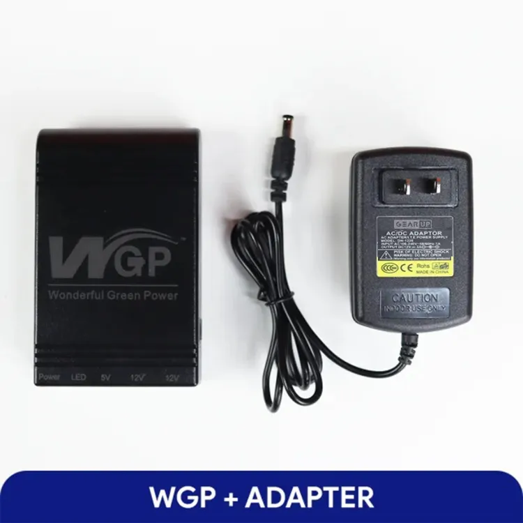 COMBO! NEW Model! WGP mini UPS [5/12/12V+5/9/12V] (10400mAh) + GearUP 12V/3A Adapter