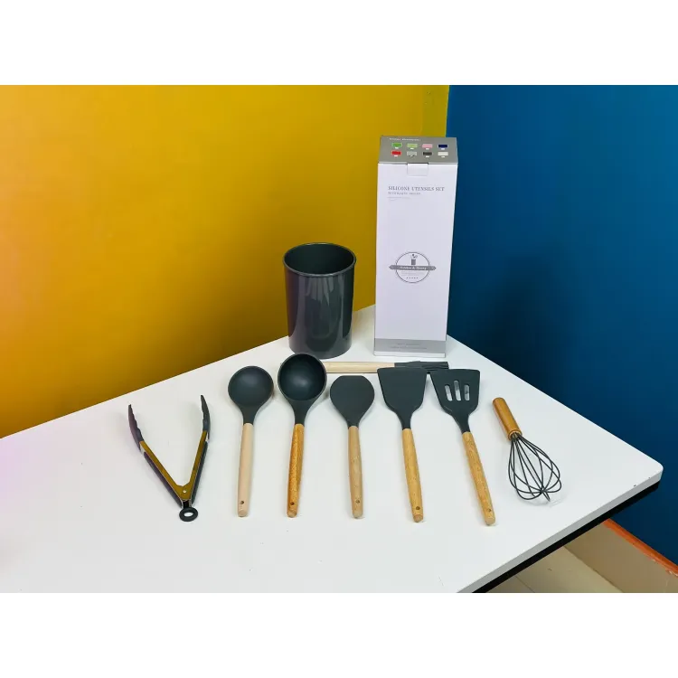 Premium 8Pcs Non-Stick Silicone Cooking Utensil Set with Holder
