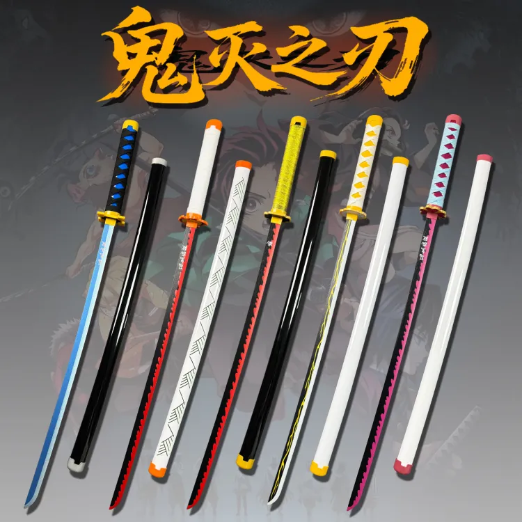 Demon Slayer Nichirin Wooden Sword Toy Anime Cosplay Weapon with Sheath Samurai Swordsmanship