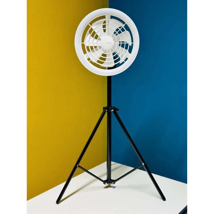 JISULIFE FA17 Rechargeable Fan with LED Ceiling Fan with Long Tripod Stand